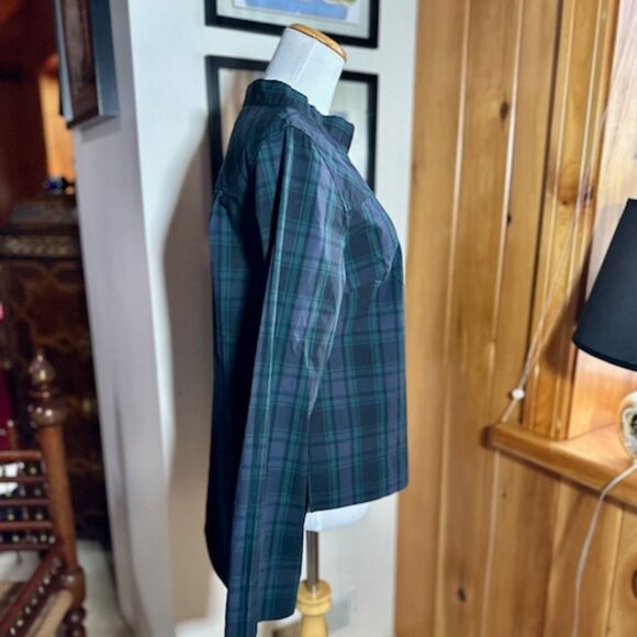 J. CREW Navy Green Blackwatch Tartan Plaid Crystal Buttons Blouse Shirt – 0 - Picture 4 of 11